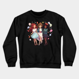 three girl enjoy happy new year Crewneck Sweatshirt